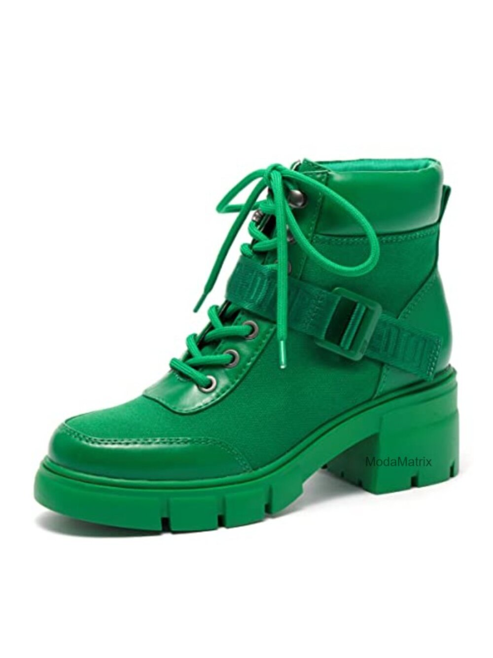 Women's Combat Boots Chunky Lug Sole Lace-Up Ankle Boots PU Canvas